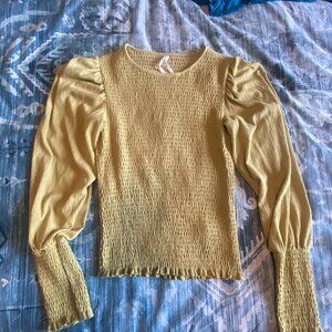 Anthropologie Green Shirt with Cinch at Sleeve and Torse